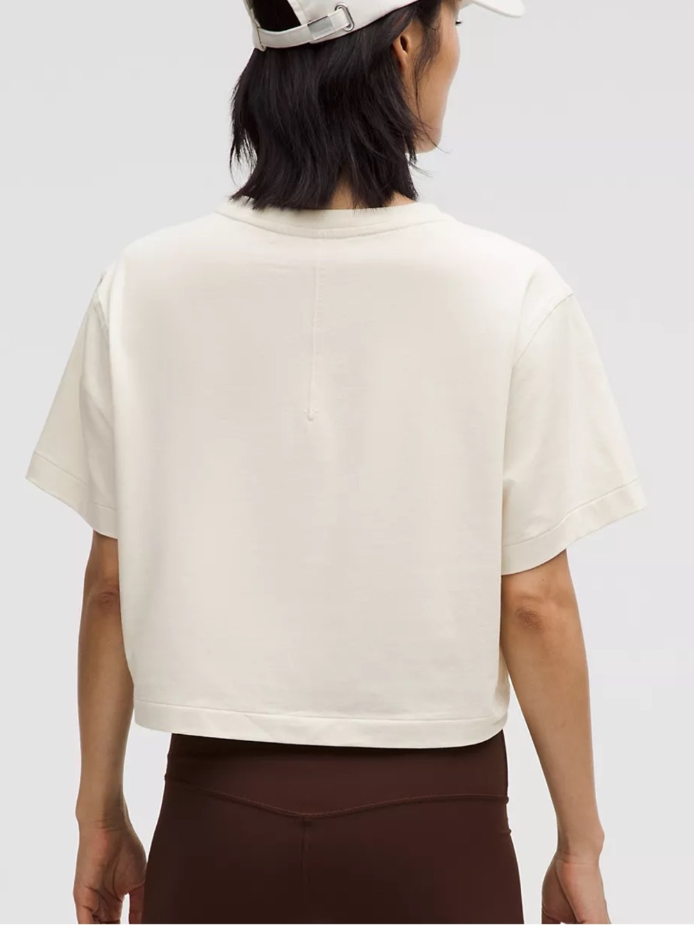 nwt* lululemon All Yours Organic Cotton Cropped T in Ivory, Size XS. *flawed - Picture 2 of 8